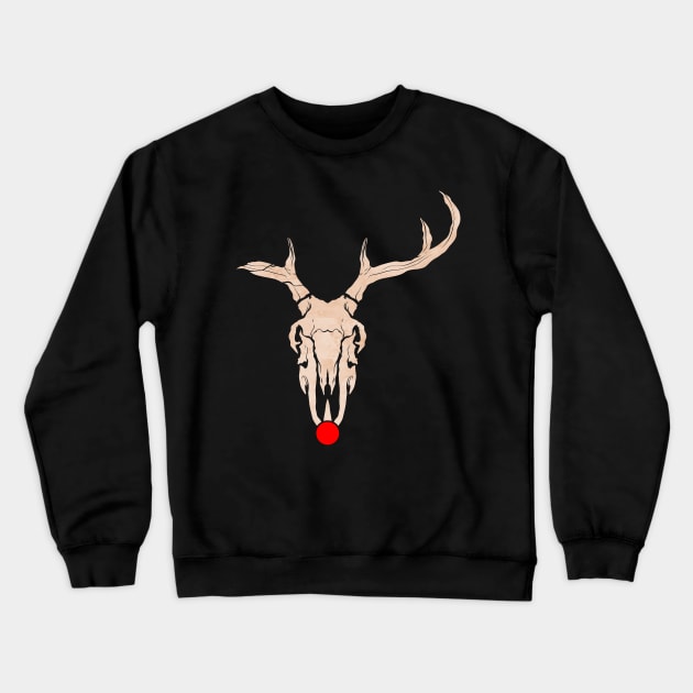 Rudolph Reindeer Skull With Red Nose Christmas Hallowxmas Crewneck Sweatshirt by SinBle